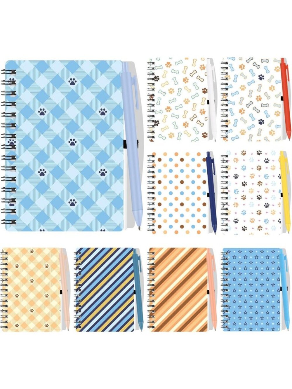 9 Sets Mini Spiral Dog Notebook & Pen Set - A6 Journals for Pet Lovers